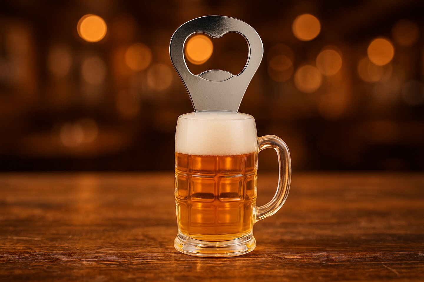 Flesopener in de vorm van een bierglas met magneet